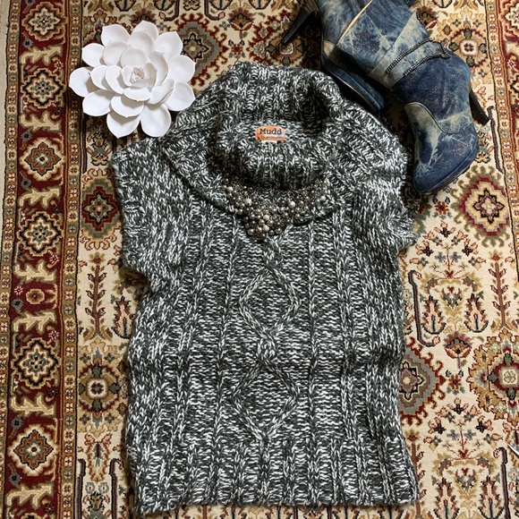 🌺 MUDD Dark Grey Cowl Neck Knit Sweater Tops - Picture 2 of 7